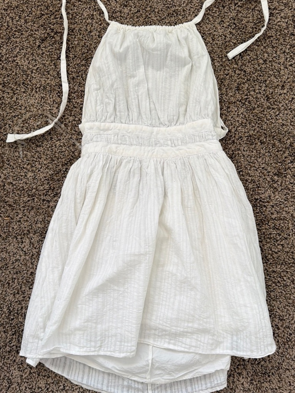 wild fable White Textured Tie-Shoulder Sundress